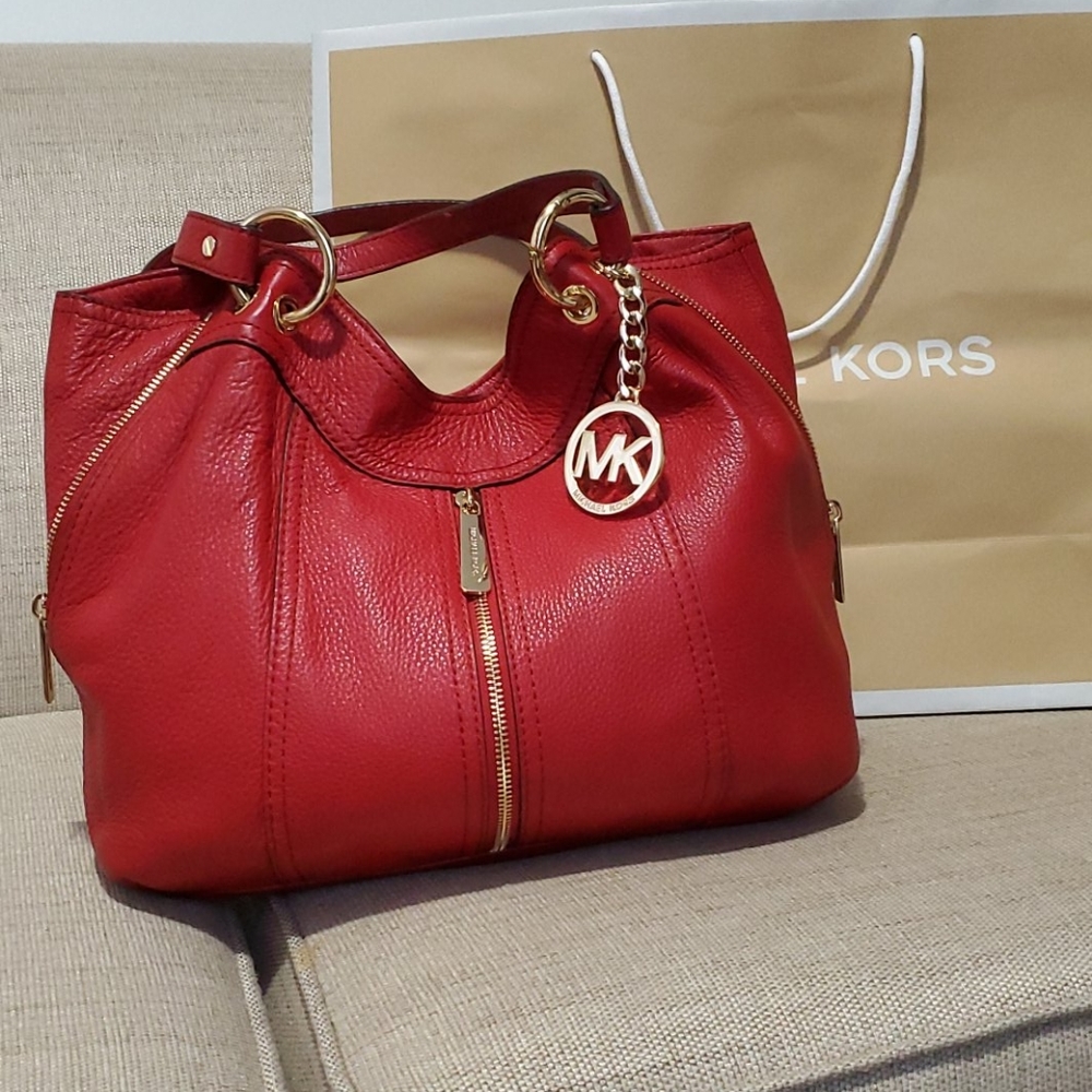 Michael Kors Red Leather Small Tote